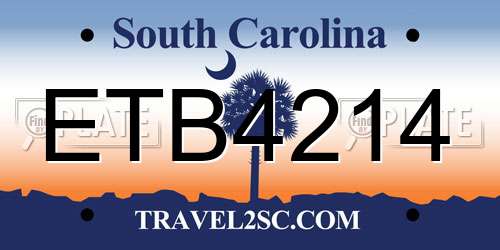 ETB4214 South Carolina License Plate