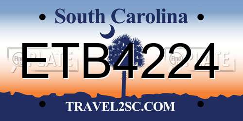 ETB4224 South Carolina License Plate