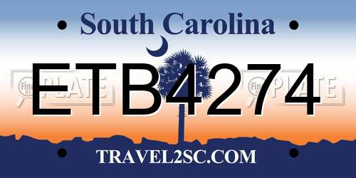 ETB4274 South Carolina License Plate