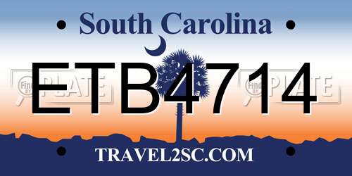 ETB4714 South Carolina License Plate