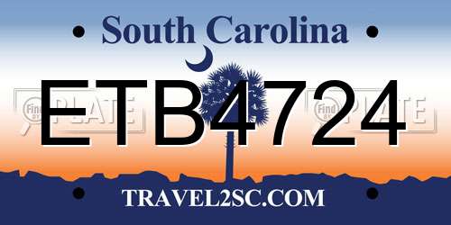 ETB4724 South Carolina License Plate