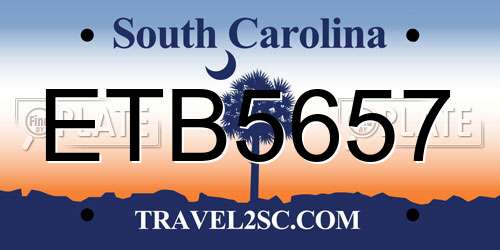 ETB5657 South Carolina License Plate