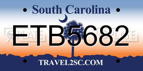ETB5682 South Carolina License Plate