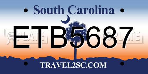 ETB5687 South Carolina License Plate
