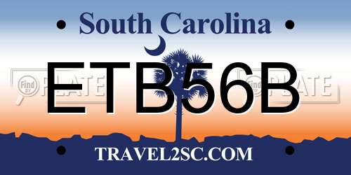 ETB56B South Carolina License Plate