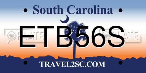 ETB56S South Carolina License Plate