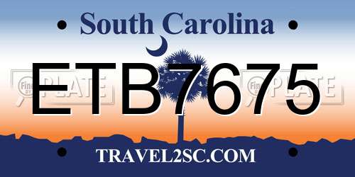 ETB7675 South Carolina License Plate