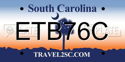 ETB76C South Carolina License Plate