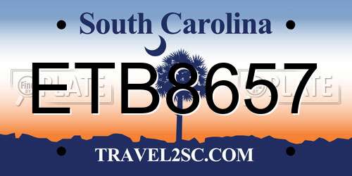 ETB8657 South Carolina License Plate