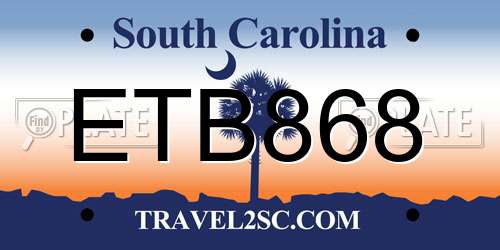 ETB868 South Carolina License Plate