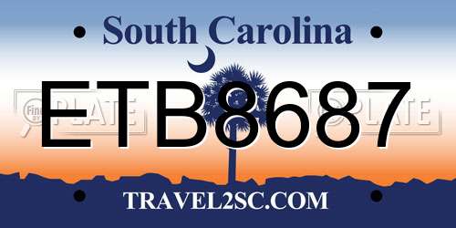 ETB8687 South Carolina License Plate