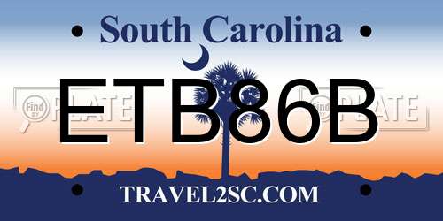 ETB86B South Carolina License Plate