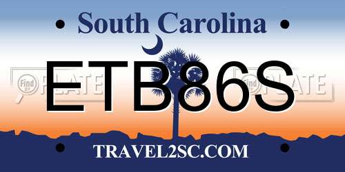 ETB86S South Carolina License Plate