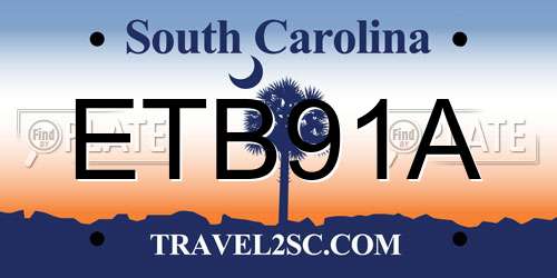 ETB91A South Carolina License Plate