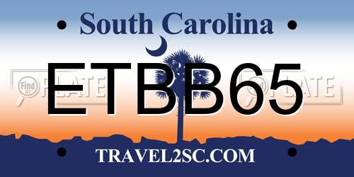 ETBB65 South Carolina License Plate