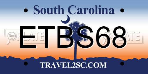 ETBS68 South Carolina License Plate