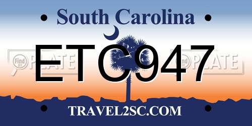 ETC947 South Carolina License Plate