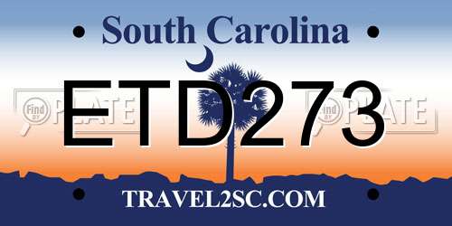 ETD273 South Carolina License Plate