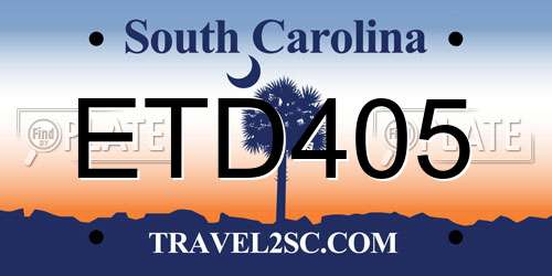 ETD405 South Carolina License Plate