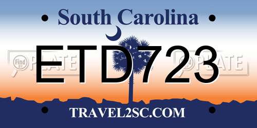 ETD723 South Carolina License Plate