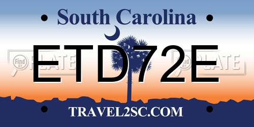 ETD72E South Carolina License Plate