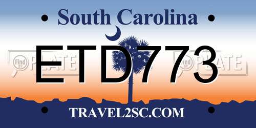 ETD773 South Carolina License Plate