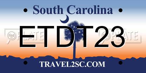ETDT23 South Carolina License Plate
