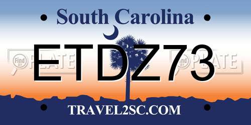 ETDZ73 South Carolina License Plate
