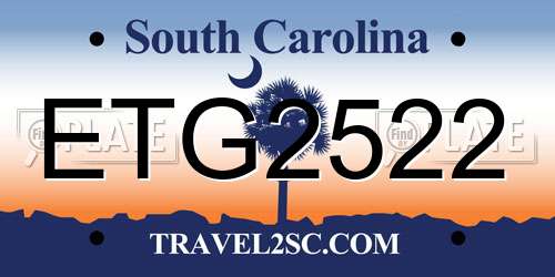 ETG2522 South Carolina License Plate