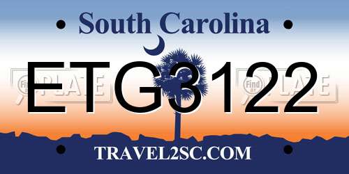 ETG3122 South Carolina License Plate