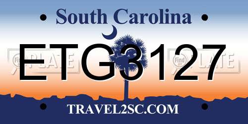 ETG3127 South Carolina License Plate