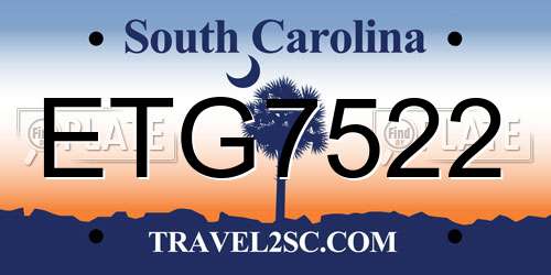 ETG7522 South Carolina License Plate