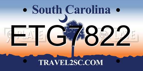 ETG7822 South Carolina License Plate