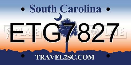 ETG7827 South Carolina License Plate