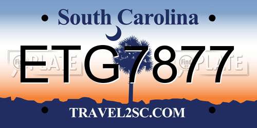ETG7877 South Carolina License Plate