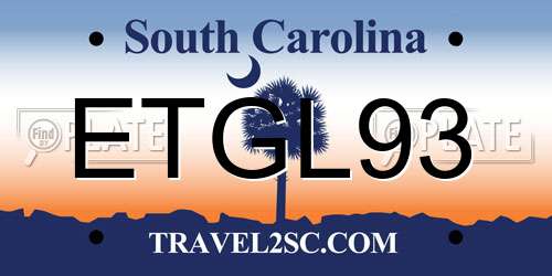 ETGL93 South Carolina License Plate