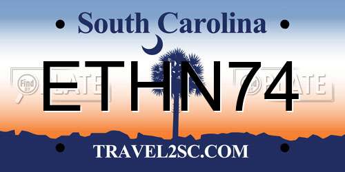 ETHN74 South Carolina License Plate