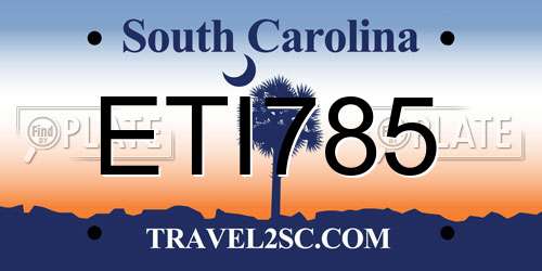 ETI785 South Carolina License Plate