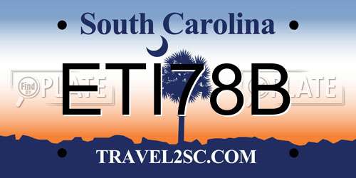 ETI78B South Carolina License Plate