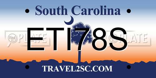 ETI78S South Carolina License Plate