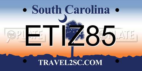 ETIZ85 South Carolina License Plate
