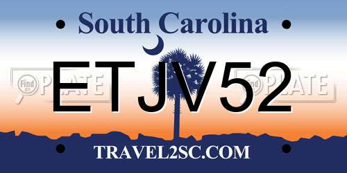 ETJV52 South Carolina License Plate