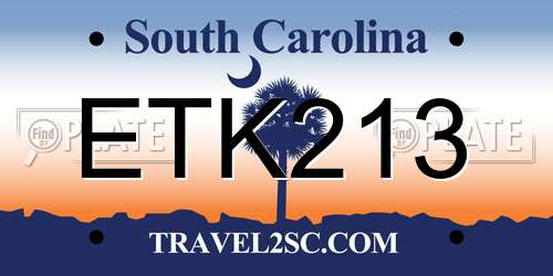 ETK213 South Carolina License Plate
