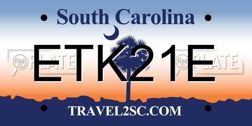 ETK21E South Carolina License Plate