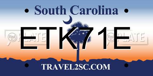 ETK71E South Carolina License Plate