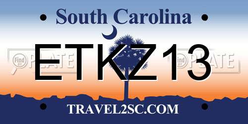 ETKZ13 South Carolina License Plate