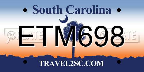 ETM698 South Carolina License Plate