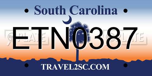 ETN0387 South Carolina License Plate