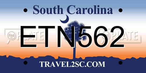 ETN562 South Carolina License Plate