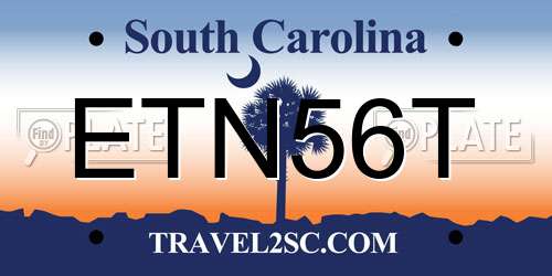 ETN56T South Carolina License Plate
